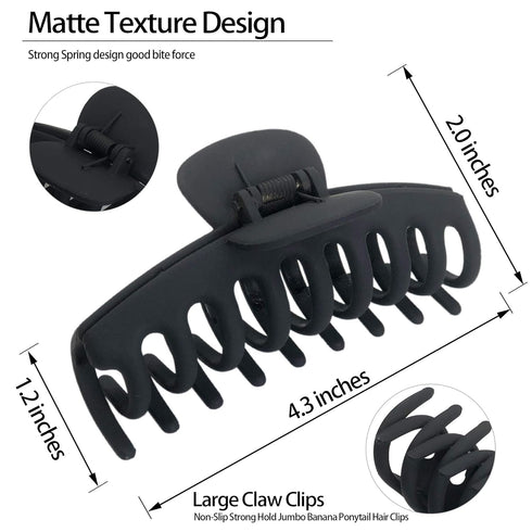 OWIIZI Hair Clip, 4.3" Matte Large Non-Slip Ponytail Jaw Barrette, Strong Hold Banana Claw Clips for Long Thick Hair