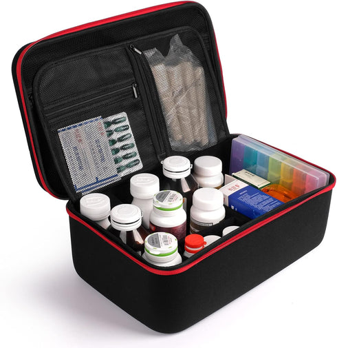 Yewltvep Pill Bottle Organizer, Medicine Organizer Box, Travel Medicine Bottle Organizer Storage, Hard Shell First Aid