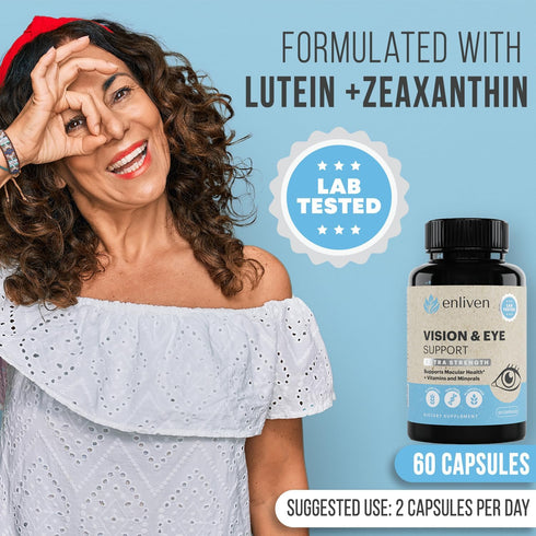 enliven Lutein and Zeaxanthin Supplement, Extra Strength Vitamins for Vision & Eye Health (60 Capsules)