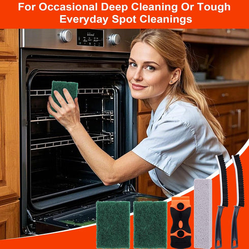 Palksky Heavy Duty Oven Cleaner Tools, Oven Cleaning Accessories, Oven Cleaning Kit with Crevice Cleaning Brush, Razor