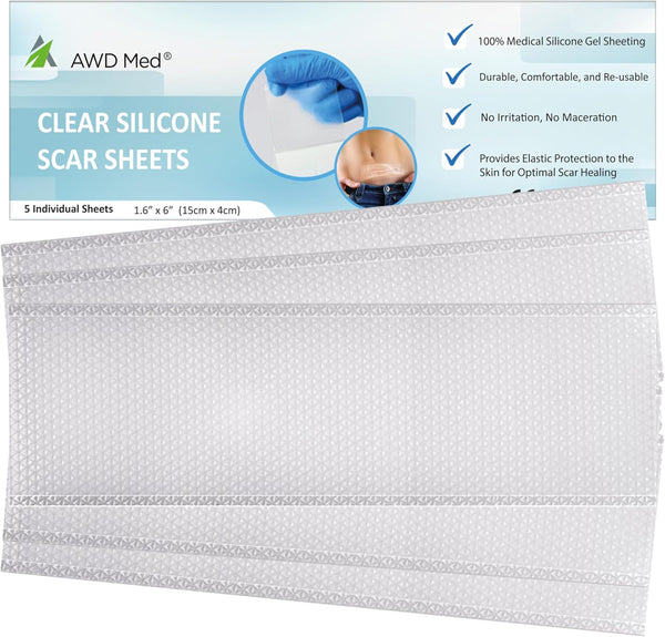 AWD Silicone Scar Sheets for Scar Removal, Extra Thick 0.5mm Silicone Scar Tape for Surgical Scars, C Section, Keloid