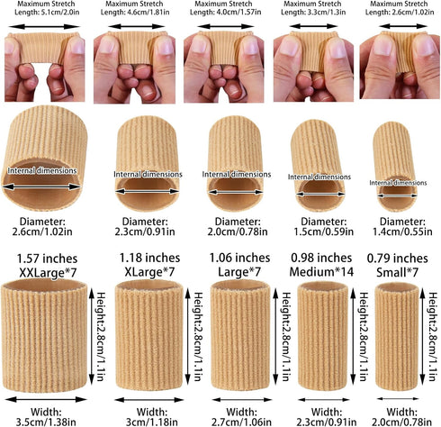 YEAJOIN 42PCS Hammer (5 Toe Sleeve Protectors Toe Cushion Tube Soft Gel Corn Pads Protectors, Toe Spacers for Bunion