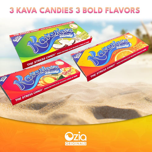 Ozia Originals Kava Kava Candy - 8 Candies Per Pack, Natural Kava Root Chill Happy Pill, Orange Flavor, 4 Packs