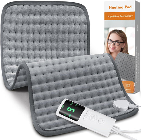 Heating Pad for Back Pain Relief, 9 Heat Settings & 4 Timers, Machine Washable, Soft Electric Heating Pad, 12''×24''