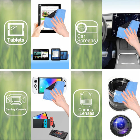Microfiber Cleaning Cloths: 10 Pack, 6.6 x 6.2", Double-sided Cloths for Smartphones, LCD TV, Tablets, and Camera Lenses