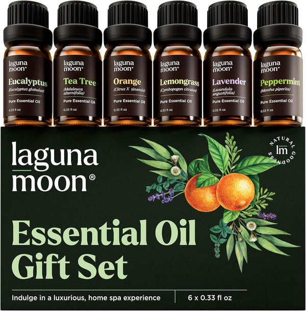 Essential Oils Set - Top 6 Blends for Diffusers, Aromatherapy, Candle Making, Home Care, Gifts - 10mL Peppermint, Tea