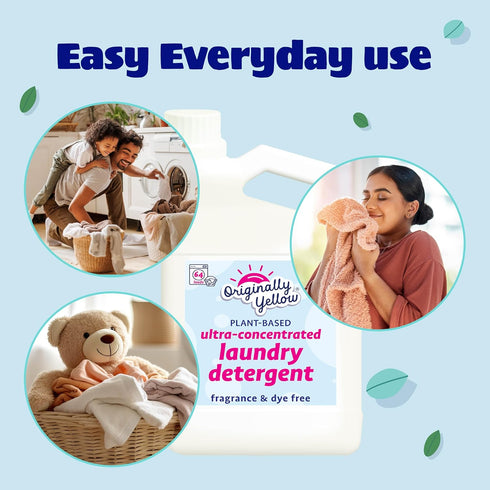 Originally Yellow Plant Based Laundry Detergent - Fragrance & Dye-Free, Ultra-Concentrated, 64 Oz