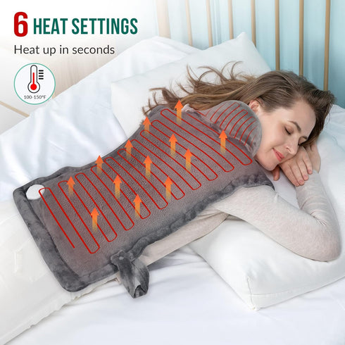 Snailax Heating Pad for Back Pain Relief - FSA HSA Eligible, Electric Large Heating Pad, Grey