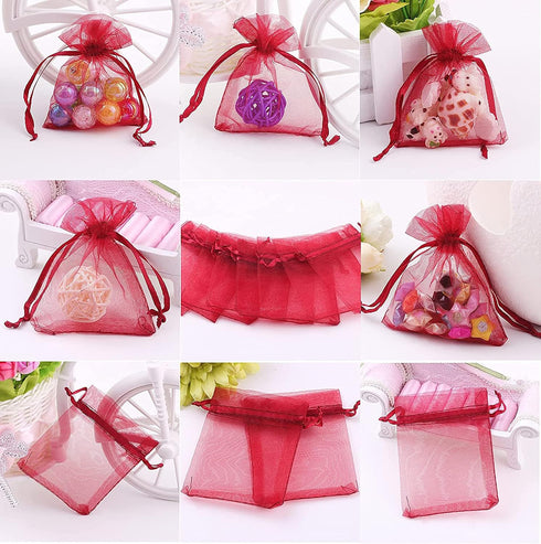 Wuligirl 100pcs Sheer Organza Bag 4X6 with Drawstring - Jewelry Pouches for Party Wedding Favors