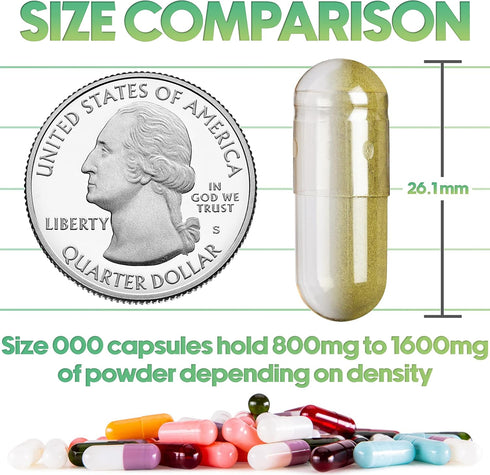 XPRS Nutra Vegan Size 000 Empty Capsules, 500 Count, Clear Empty Vegan Pill Capsules for DIY Filling
