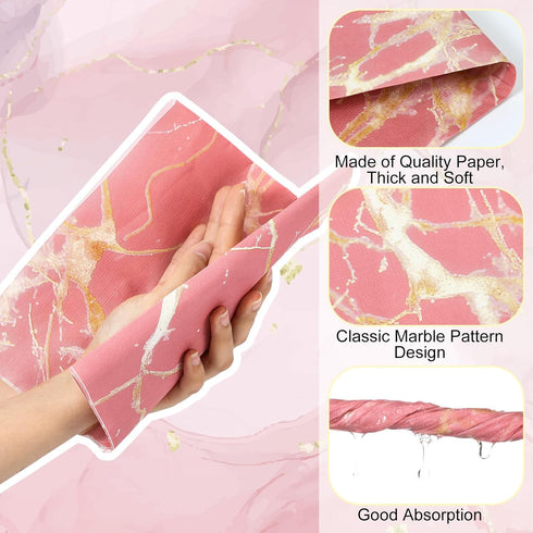 Zonon 50 3 13x16 Inch Pcs Pink Marble Guest Towel Disposable Bathroom Paper Napkins Decorative Hand Towels Ply Beverage