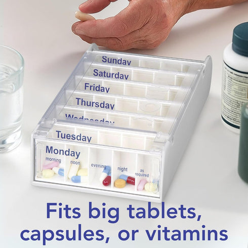 Patterson Medical 7 19 12 5.4 cm Anabox Weekly Pill Organiser, Day Pill Box, Handy Organised Tablet