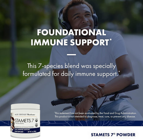 Host Defense Stamets 7 Mushroom Powder, Immune Support Supplement with 7 Species Blend, 7 oz
