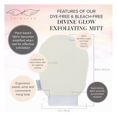 Seraphic Skincare Divine Glow Exfoliating Mitt (1pc) – Vegan Viscose Korean Exfoliating Glove for Body Exfoliation