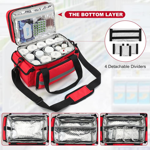 XHGWJSX Medicine Organizer with Adjustable Divider, Double-Layer Medicine Bottle organizer Storage, Portable Home