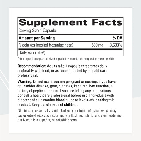 Integrative Therapeutics Flush-Free Niacin, Inositol Hexaniacinate, 60 Capsules