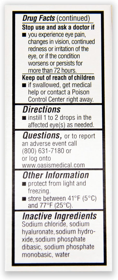OT6500 0.34 OZ (10 mL) Oasis TEARS PF Plus Preservative-Free Lubricant Eye Drops Dry Eye Relief | Artificial Tears | FL