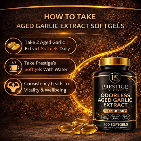 Prestige Supply 2026 B1 B9, Immune 2 300 Aged Garlic Extract, Odorless Garlic Supplements with Magnesium, Chromium