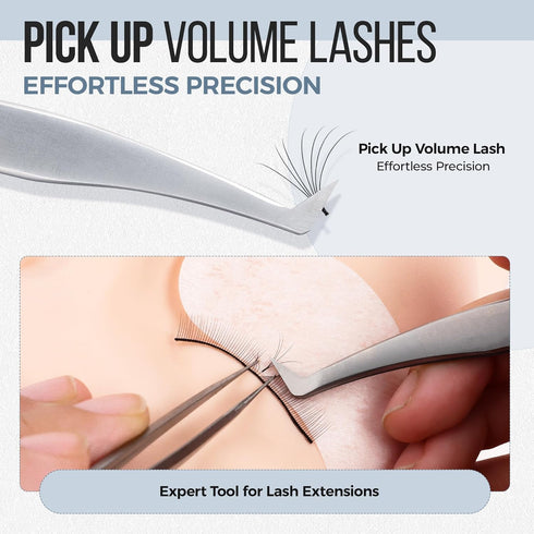 LASHVIEW High Precision Lash Tweezer, Stainless Steel Volume Eyelash Extension Tweezers for Professional Grafting, LT02