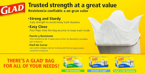 Glad 13 Gal. Quick Tie Tall Kitchen Bags - 15 Count
