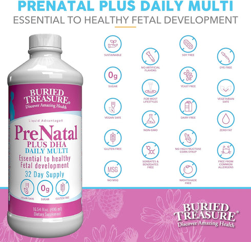 Buried Treasure Prenatal Plus DHA Complete: 16 oz Natural DHA Omega3 Iron