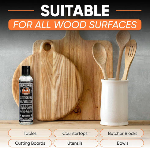 Heritage Products Food Safe Cutting Board Soap, 8 oz Natural Formula for Butcher Block, Chopping Boards, Wooden Bowls