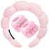 Spa Headband for Washing Face, Wristband Sponge Makeup Skincare Headband, Non-Slip Thick Hair Accessory (Pink)
