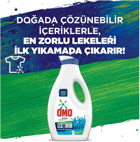 Omo Liquid Active Cold Power Laundry Detergent, 1690ml for Whites and Colours