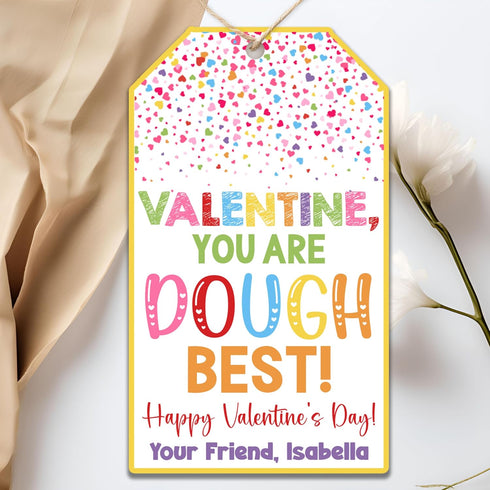 Set 20 GT511 of Personalized You are Dough Best Kid's Valentines Tags | Dough Valentine's Day Treat Tags | Customizable