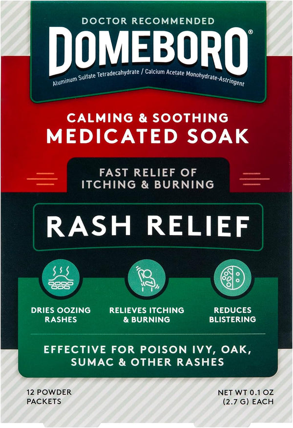 Domeboro Medicated Soak Rash Relief (Burow’s Solution), 12 Count, Pack of 1 - Packaging May Vary