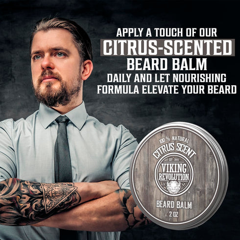Viking Revolution Beard Balm, All Natural Grooming Treatment with Argan Oil & Mango Butter, 1 Pack