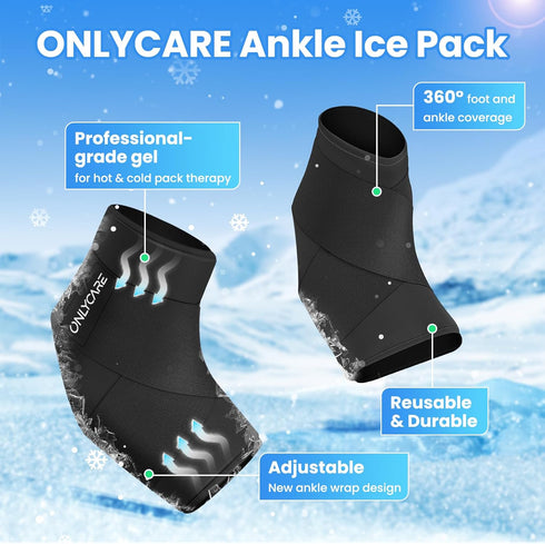 Pack Pack Pack ONLYCARE Ankle Ice Wrap for Swelling, Upgraded Gel Ice Reusable, Hot Cold Therapy, Cold for Sprained