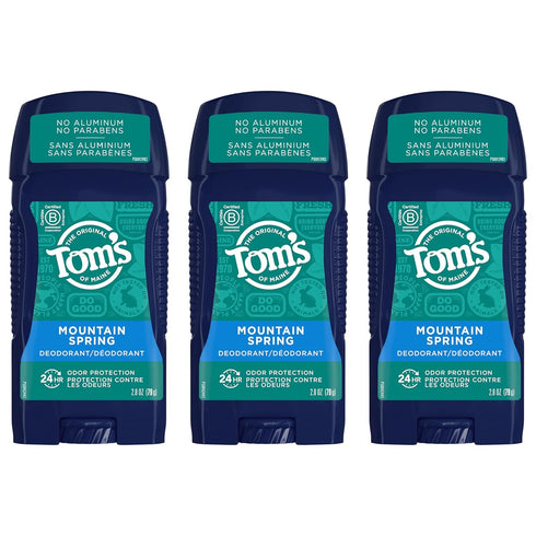 Tom's of Maine Natural Deodorant for Men, Mountain Spring, 2.8 oz, 3-Pack