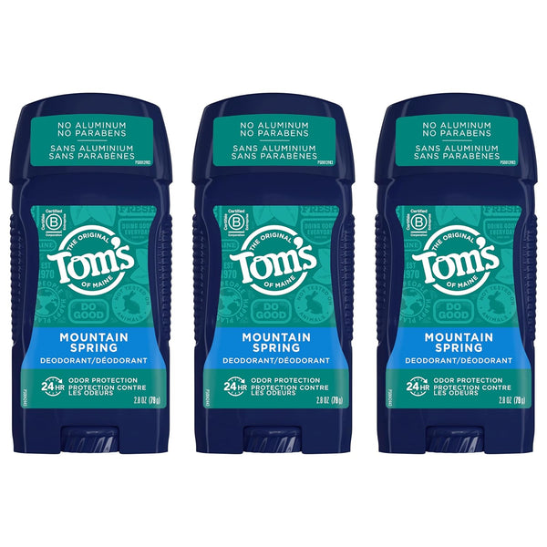 Tom's of Maine Natural Deodorant for Men, Mountain Spring, 2.8 oz, 3-Pack