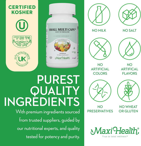 Maxi Health Multivitamin for Women & Men - Daily Vitamins with 30 Nutrients Including Iron, Zinc, Probiotics - 120