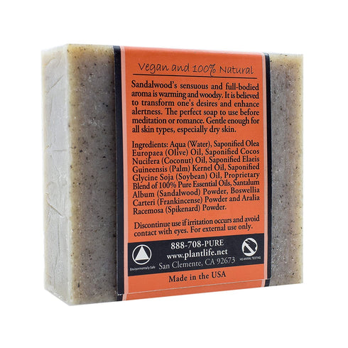 Plantlife Sandalwood 3-Pack Bar Soap - Moisturizing and Soothing Soap, Hand Crafted with Plant-Based Ingredients