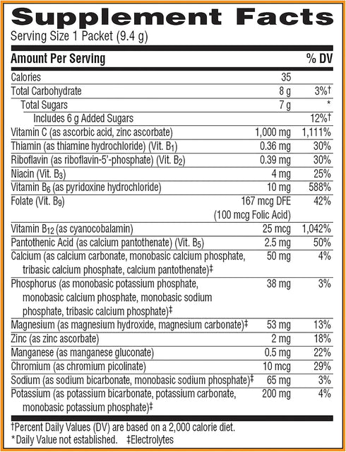 Emergen-C 1000mg Vitamin C Powder, with Antioxidants, B Vitamins and Electrolytes, Caffeine Free Drink Mix - 60 Count