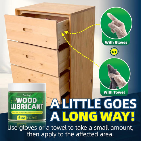 Qucship 6oz Wood Lubricant & Wax - Sliding Drawer & Door Hinge Lubricant, Restore & Maintain Wooden Slide, Paste Wax