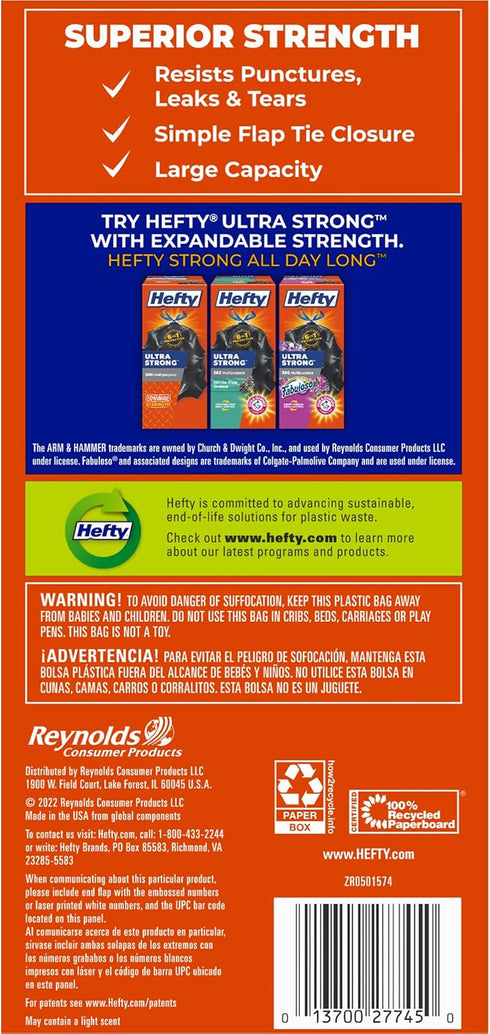 RFPE27744 30Gal - Hefty Easy Flaps LGE Trash Bags