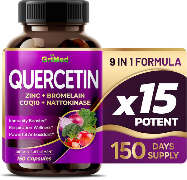 Quercetin 19,800mg with Zinc, Bromelain, CoQ10 + Nattokinase - Immunity Booster, 150 Count Made in USA