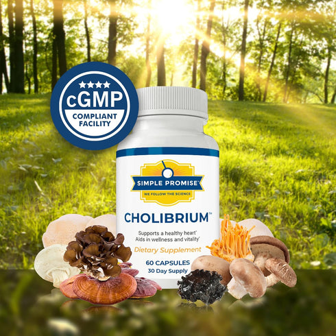 Simple Promise Cholibrium - Mushroom Supplement with Lion's Mane for Heart and Cholesterol Support, 60 Capsules