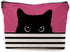 Black Cat Gifts - Cat Makeup Bag, Cat Mom Gifts, Small Cosmetic Bag for Purse (Pink Makeup Bag), 7x10 In