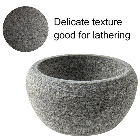 Shaving Soap & Cream Bowl for Men, Natural Granite Stone - Keeps Warm Better, Easier to Lather