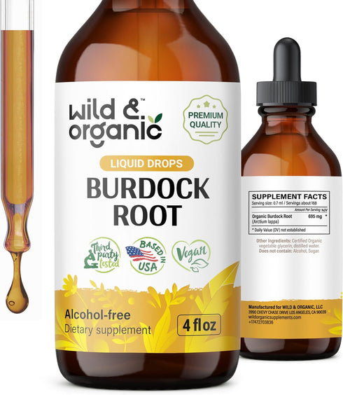 Burdock Root Tincture - Organic Burdock Root Extract for Detox Cleanse, Alcohol-Free Liquid for Digestive Health - 4 oz