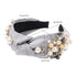 Ivyu Knotted Pearl Headbands for Women - Fashion Hair Accessories, No Slip Top Knot Headband Gift (White Gray Beige)