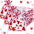 SIROGOGO 50 Pieces Heart Candy Bags, Organza Jewelry Pouches for Jewelry Packaging, Valentine's Day Party Supply