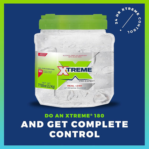 Xtreme Pro-Expert Clear Styling Hair Gel, 77.60 oz Jar (Pack of 3), Alcohol-Free 24-Hours Control with Aloe Vera