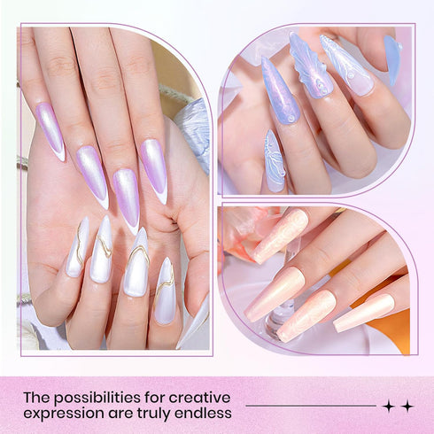 Pearl Gel Nail Polish - 12 Colors Shimmer Mermaid Nail Gel Polish, Soak Off UV Gel for Nail Art DIY at Home
