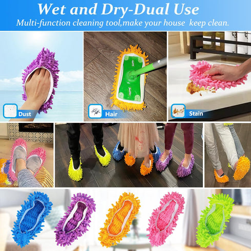 10 Pcs Washable Shoes Cover Dust Duster, Reusable Microfiber Mop Slippers for Floor Cleaning