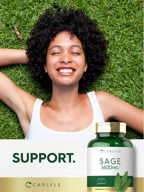 Carlyle Sage Supplement 1600mg, 180 Capsules, High Potency, Non-GMO, Gluten Free